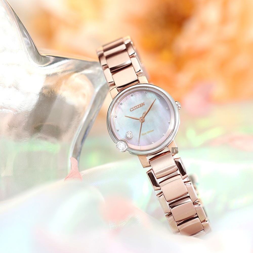 CITIZEN 星辰 L系列 限量 光動能大三針白蝶貝女錶 EW5588-81Y, , large