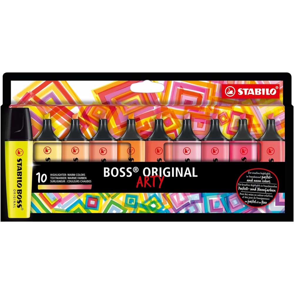STABILO 德國 思筆樂 BOSS ORIGINAL ARTY 波士經典螢光筆  10色暖色系組/盒 ST70/10-1-20, , large