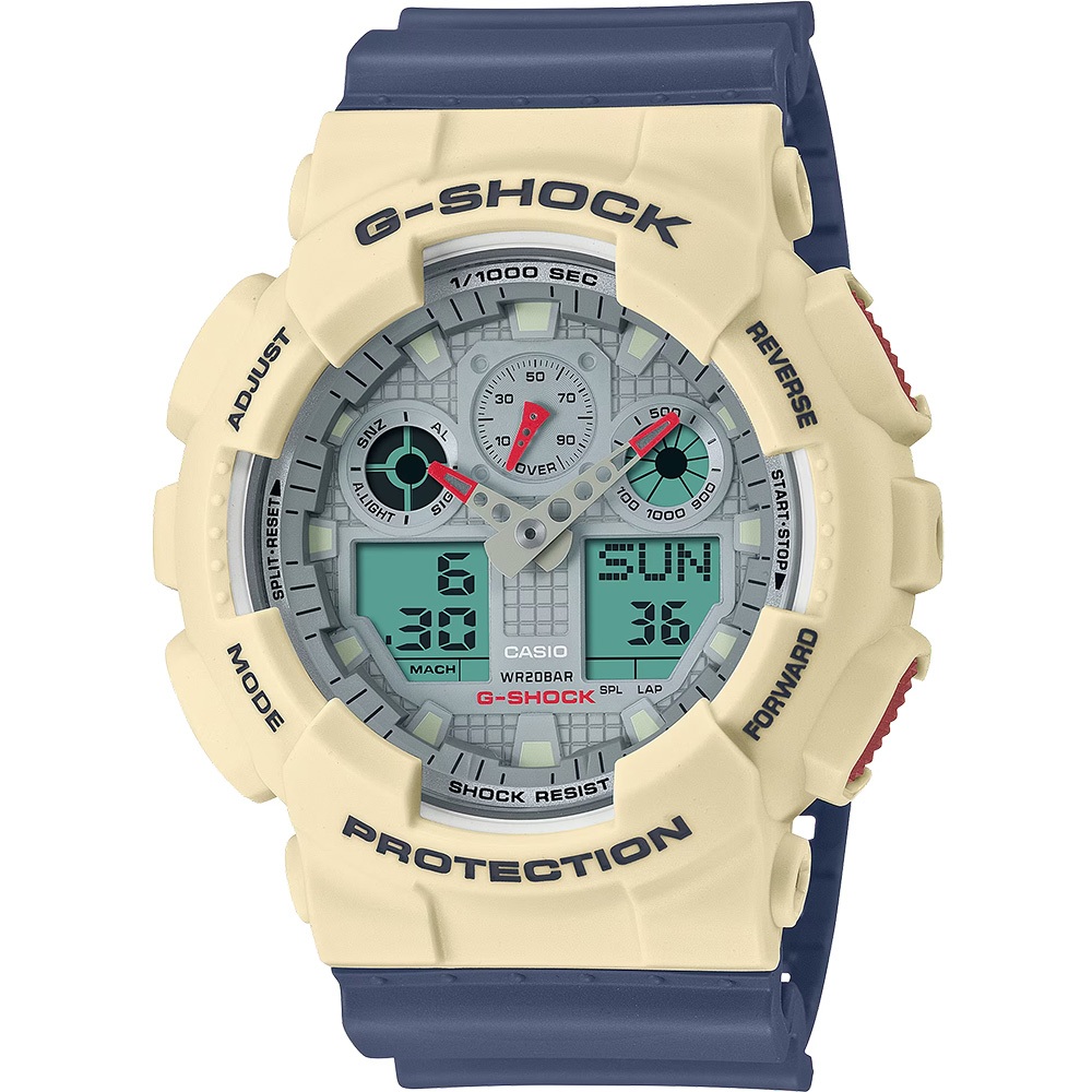 CASIO 卡西歐 G-SHOCK 復古色彩雙顯手錶 GA-100PC-7A2, , large