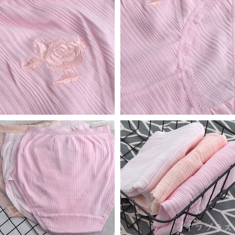 大尺碼純棉繡花直條女內褲-88760-Q(2XL)-6件, , large