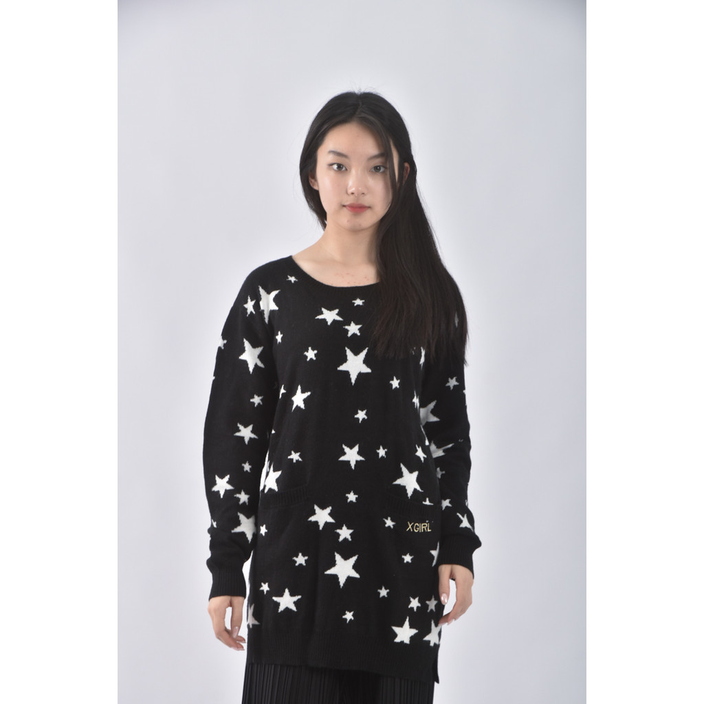 (L) x girl星星黑色長袖上衣二手衣, , large