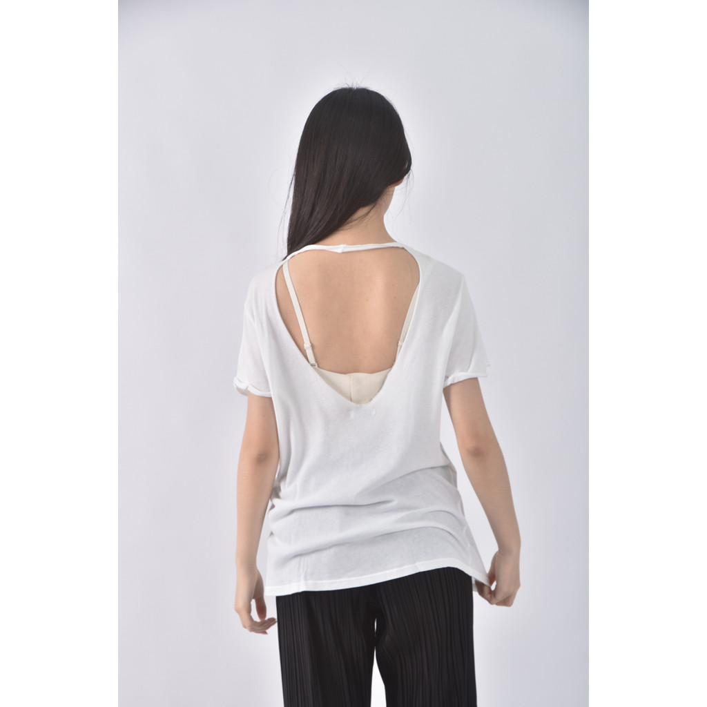 (S) lauren moshi棉質純棉白色短袖上衣二手衣, , large