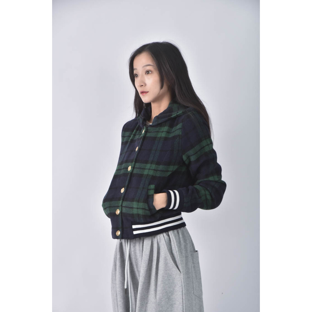 (S) k sport格紋綠色外套二手衣, , large