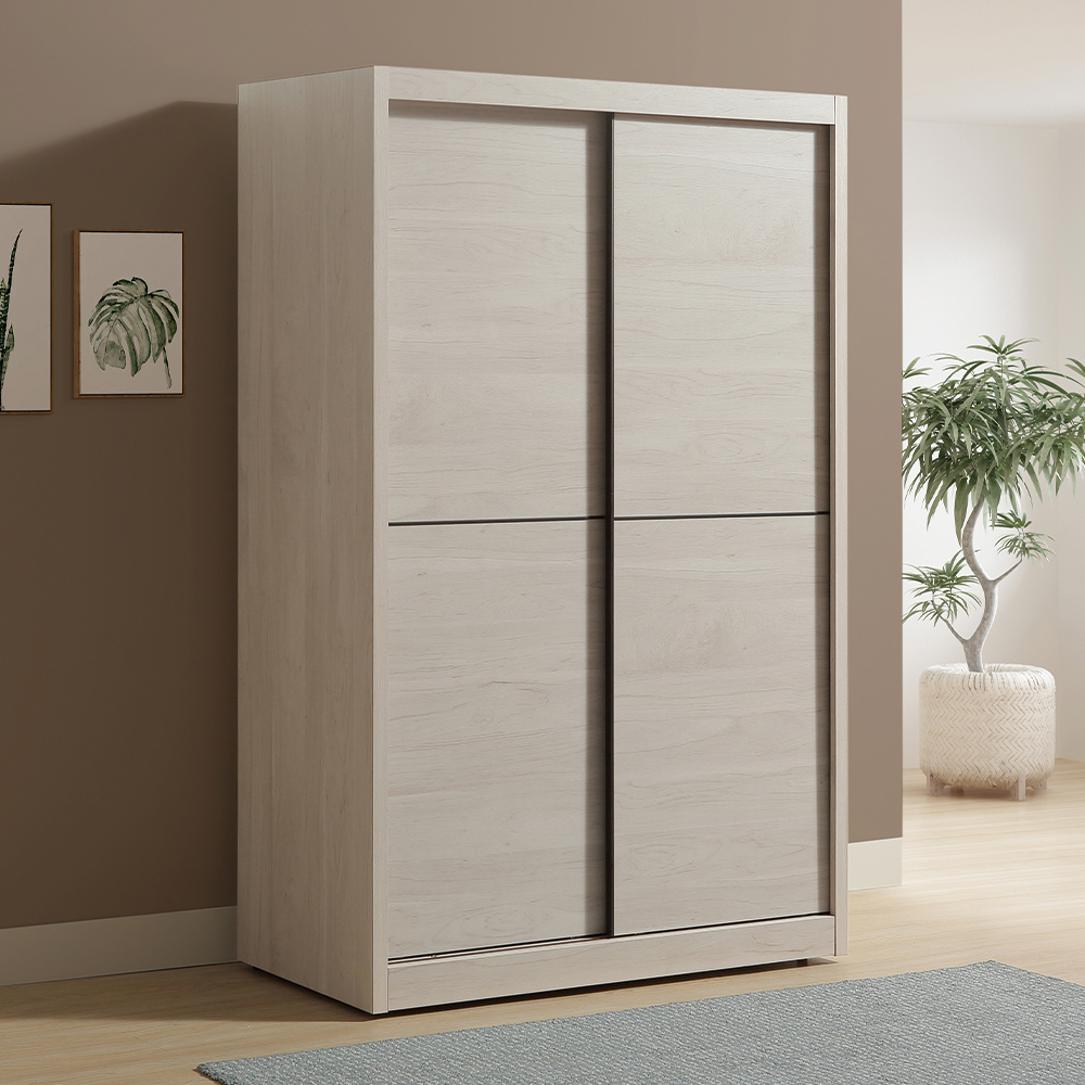 【唯熙傢俱】米可橡木白4x7尺滑門衣櫃, , large