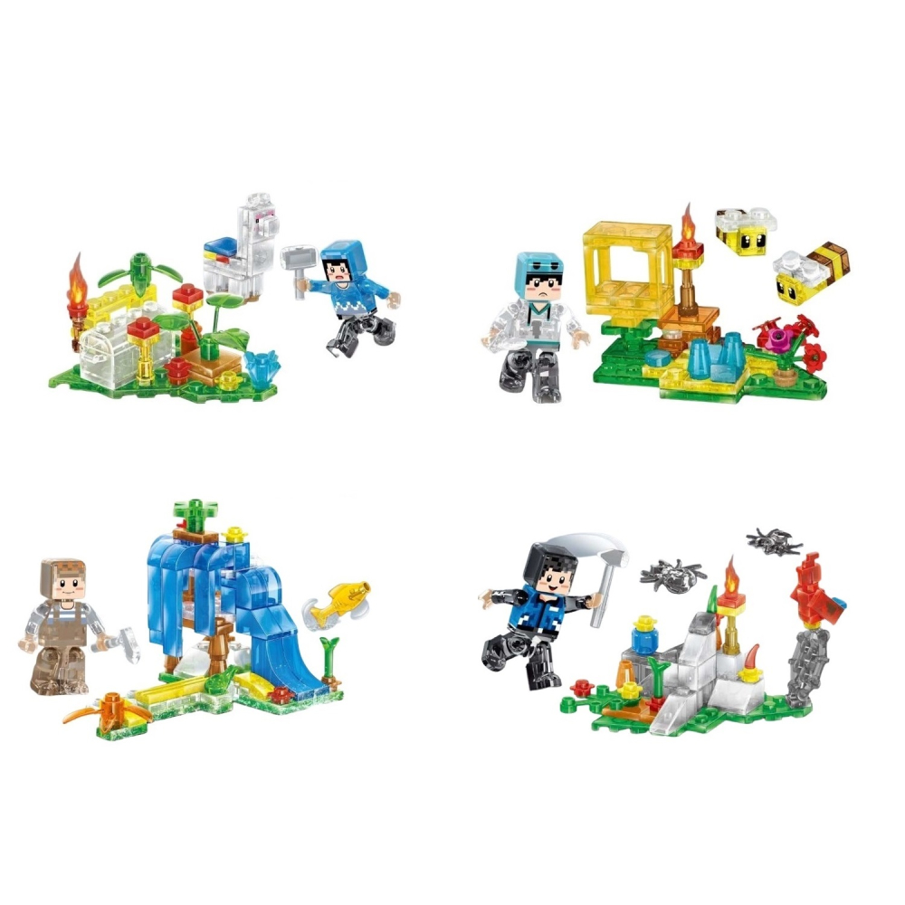  [Brick Republic]ZHEGAO 981003 Minecraft Crystal Garden &ndash; Set of 4 (Educational Building Blocks)