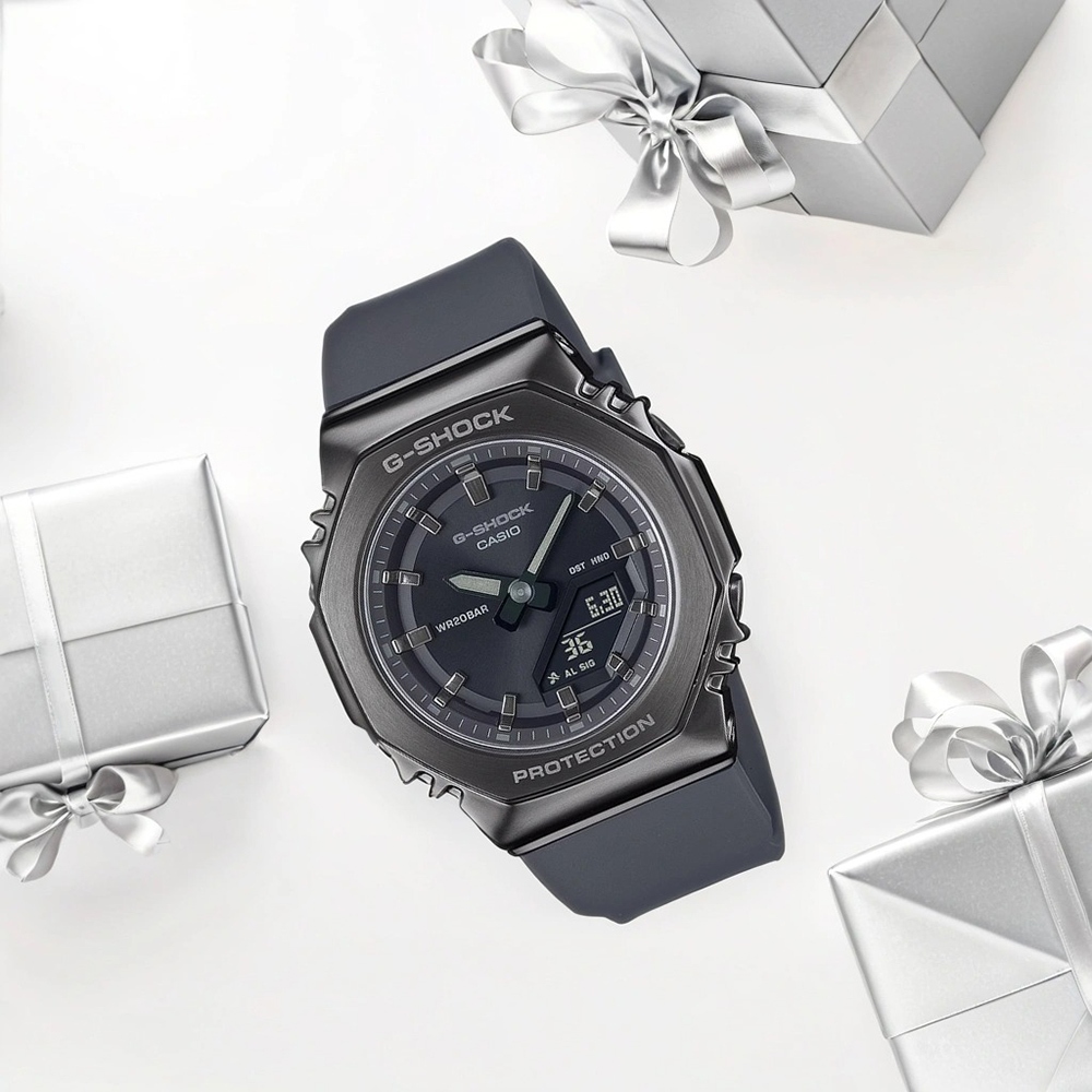 CASIO 卡西歐 G-SHOCK 個性時尚 八角金屬錶殼 雙顯手錶-個性黑 GM-S2110B-8A, , large