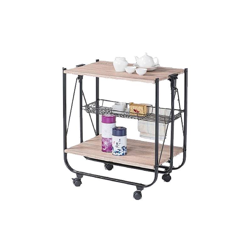 One-touch  2 tier wooden board trolley, , large