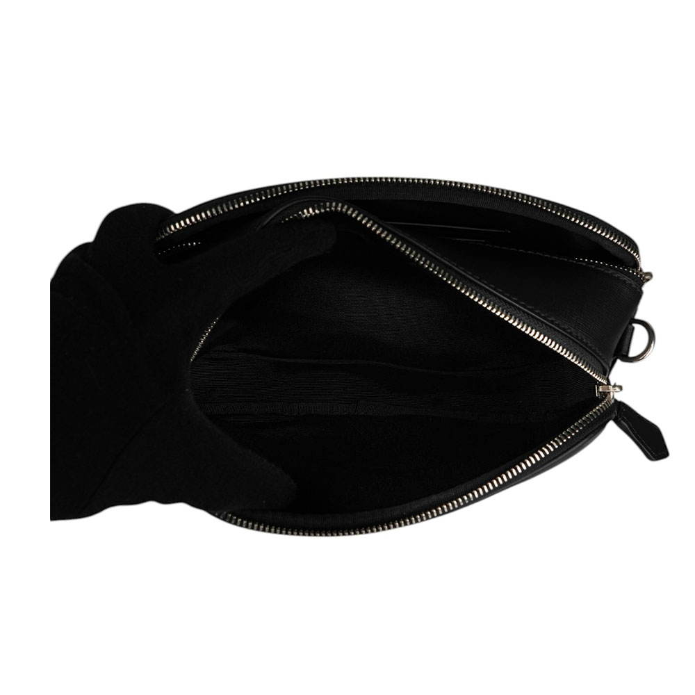 BALLY Mythos 紅白條紋再生牛皮拉鍊迷你斜背包/黑色, , large