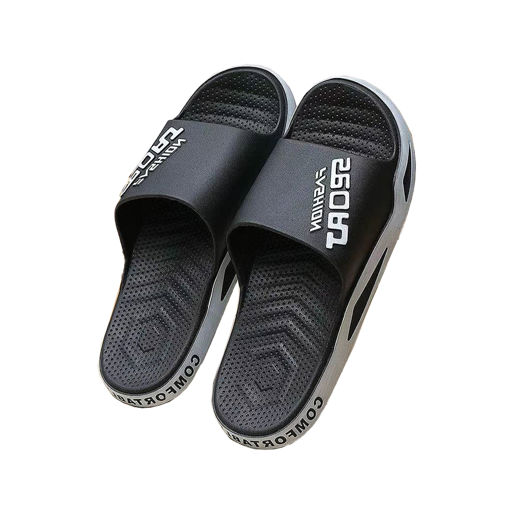 Sporty Breathable Couple Slides, 黑白, large