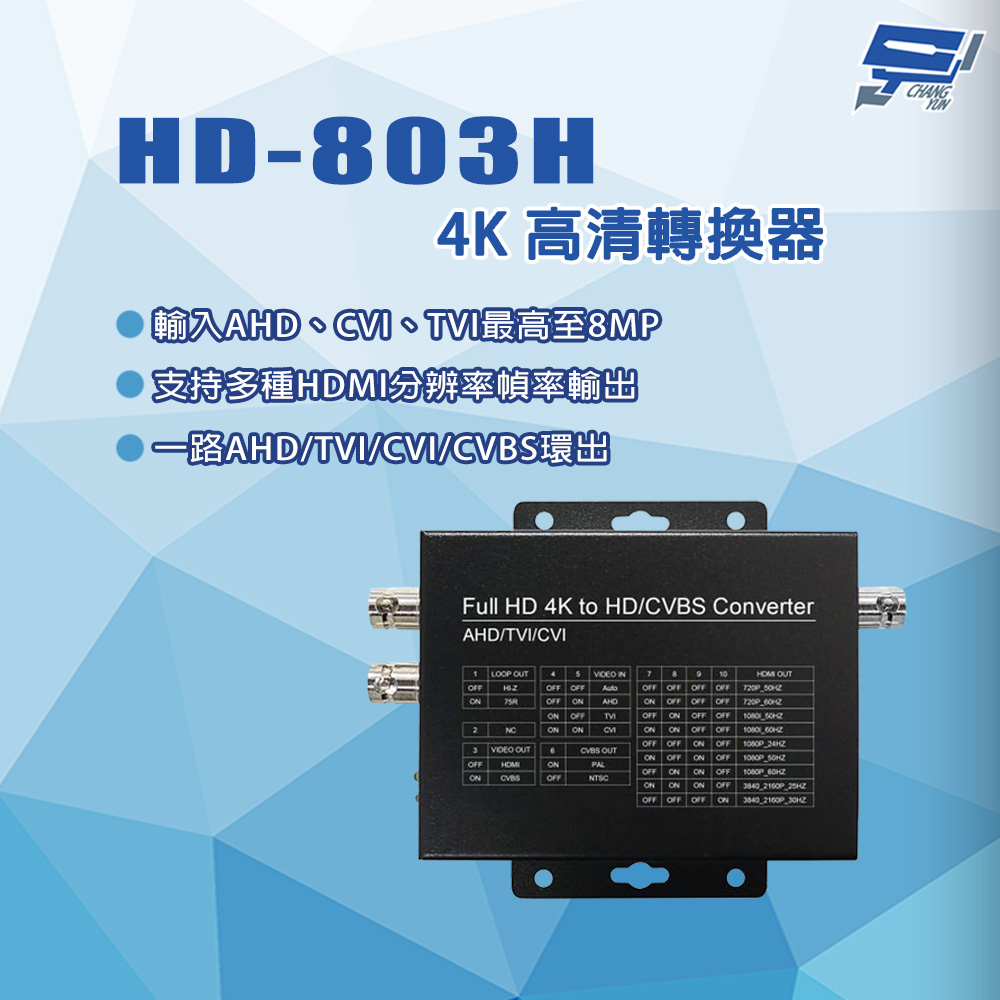 昌運監視器 HD-803H AHD/TVI/CVI/CVBS 安裝方便 HDMI 4K高清轉換器, , large