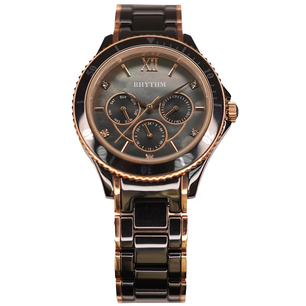 RHYTHM日本麗聲 陶瓷珍珠貝日曆女錶-38mm C1401T06, , large