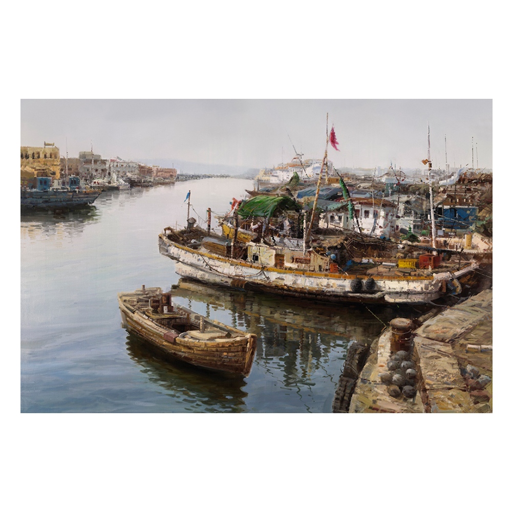 【御畫房】漁船 國家一級畫師手繪油畫60×90cm(VF-78)