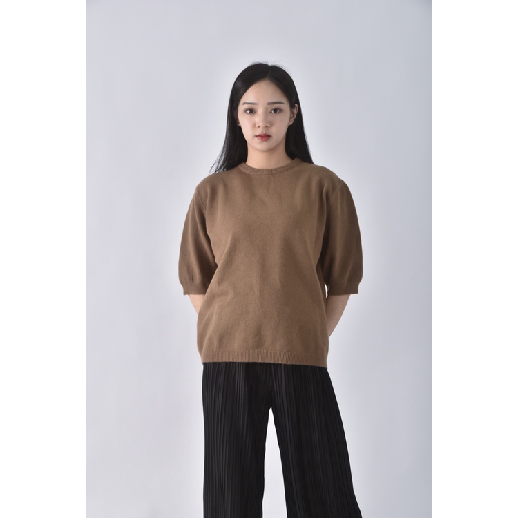 (M) 【房業涵私服】srrissa毛衣棕色短袖上衣二手衣, , large
