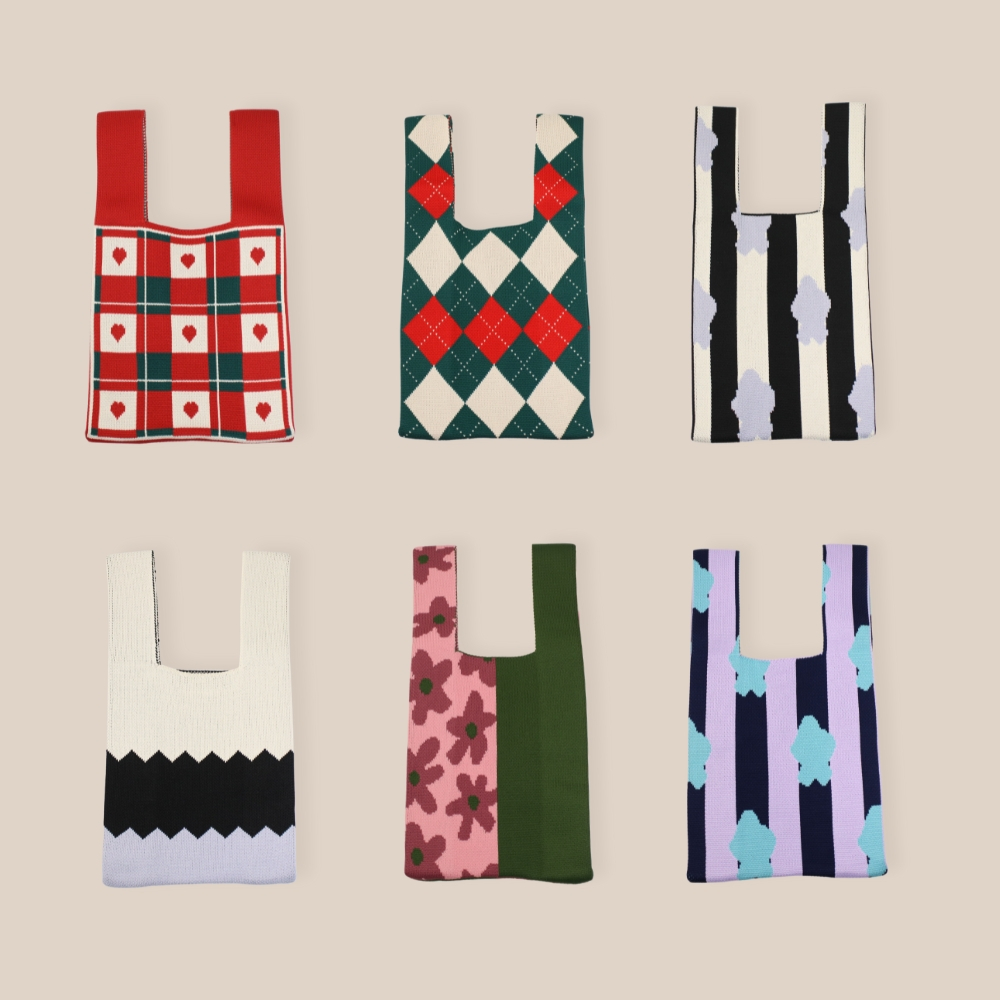 【YUN SELECT】韓系選品 針織手提包-黑貓嬉遊記 編織包 手提袋 手提背心包, , large