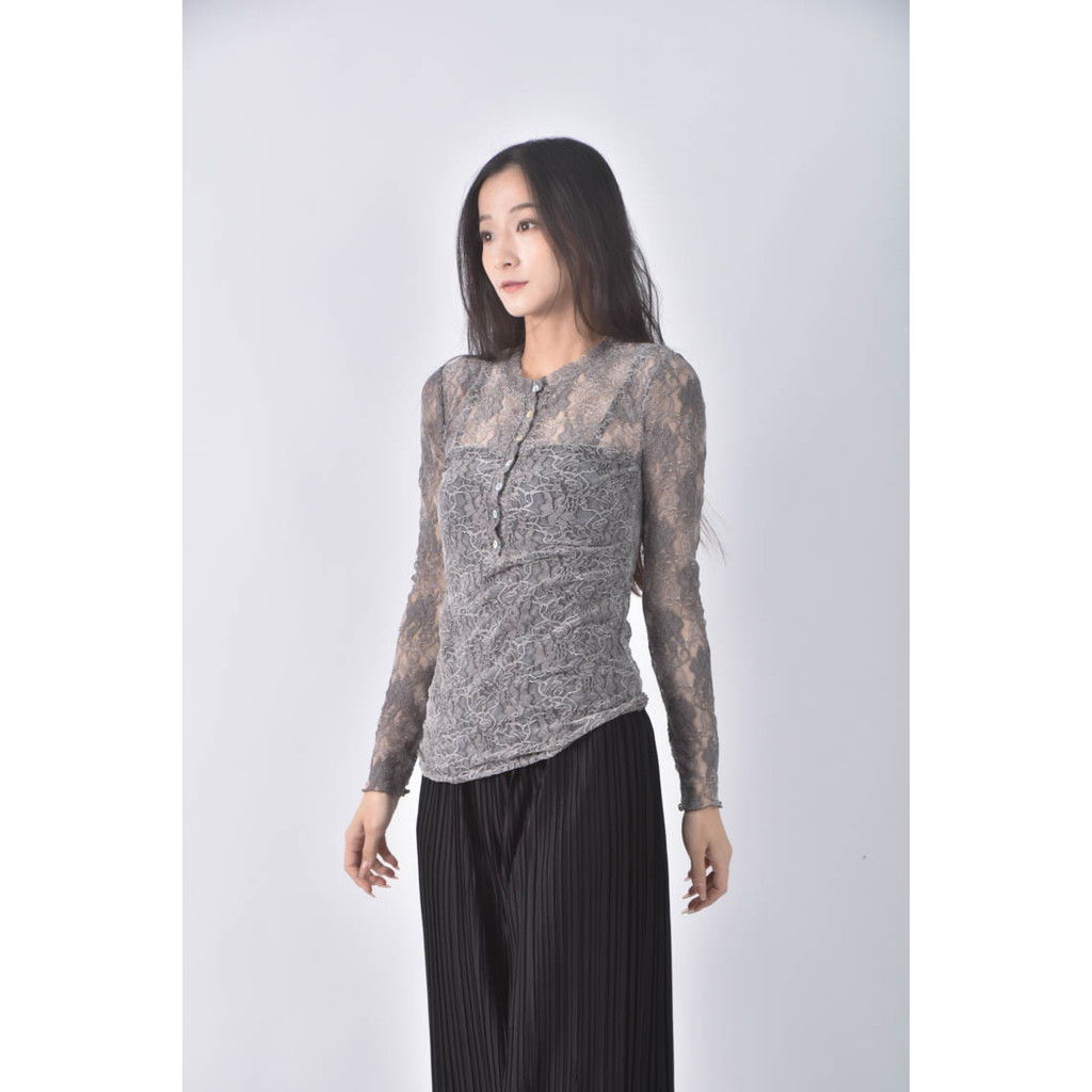 (S) 透紗紫色長袖上衣二手衣, , large