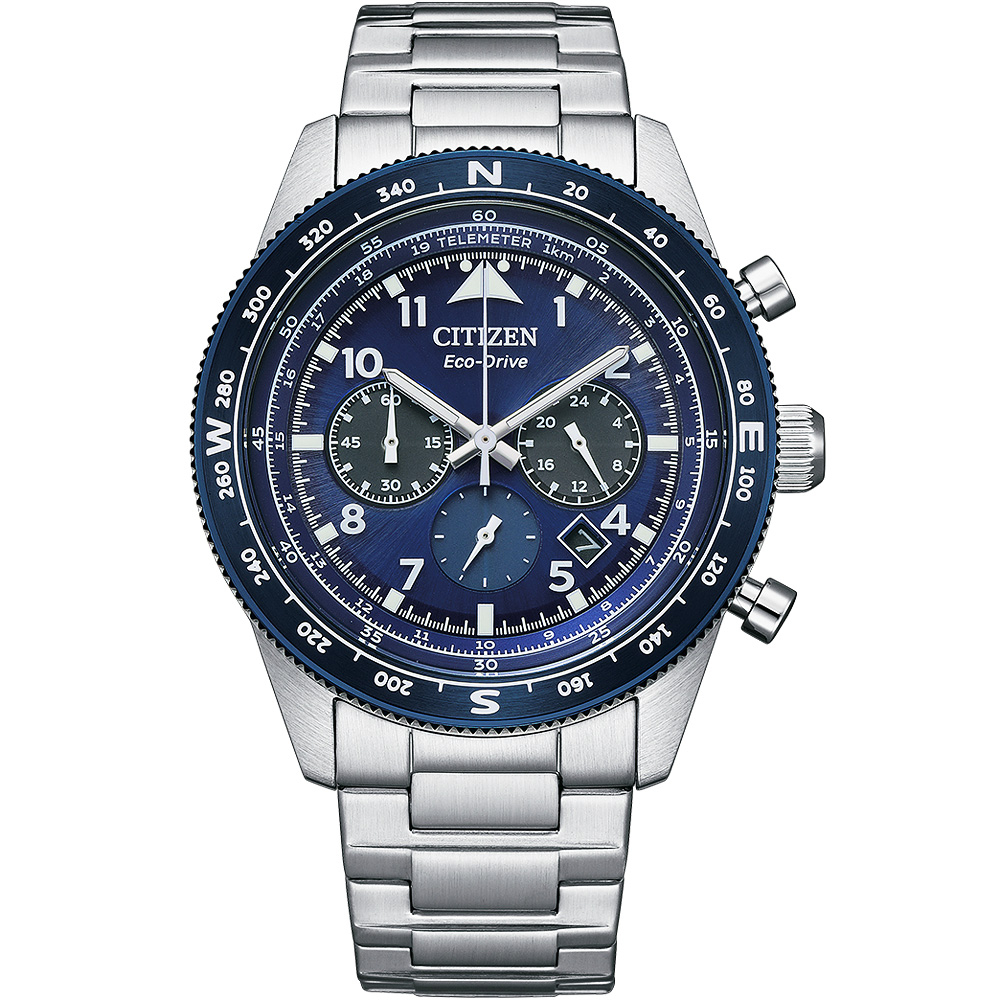 CITIZEN 星辰 光動能航空計時手錶-藍 CA4554-84L, , large