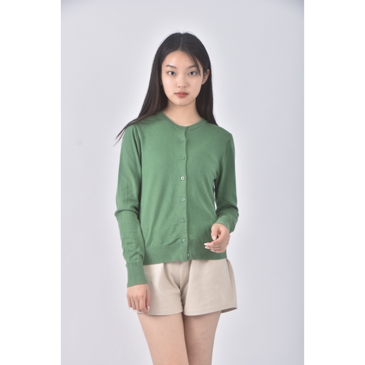 (S) uniqlo質感棉質綠色長袖上衣二手衣, , large