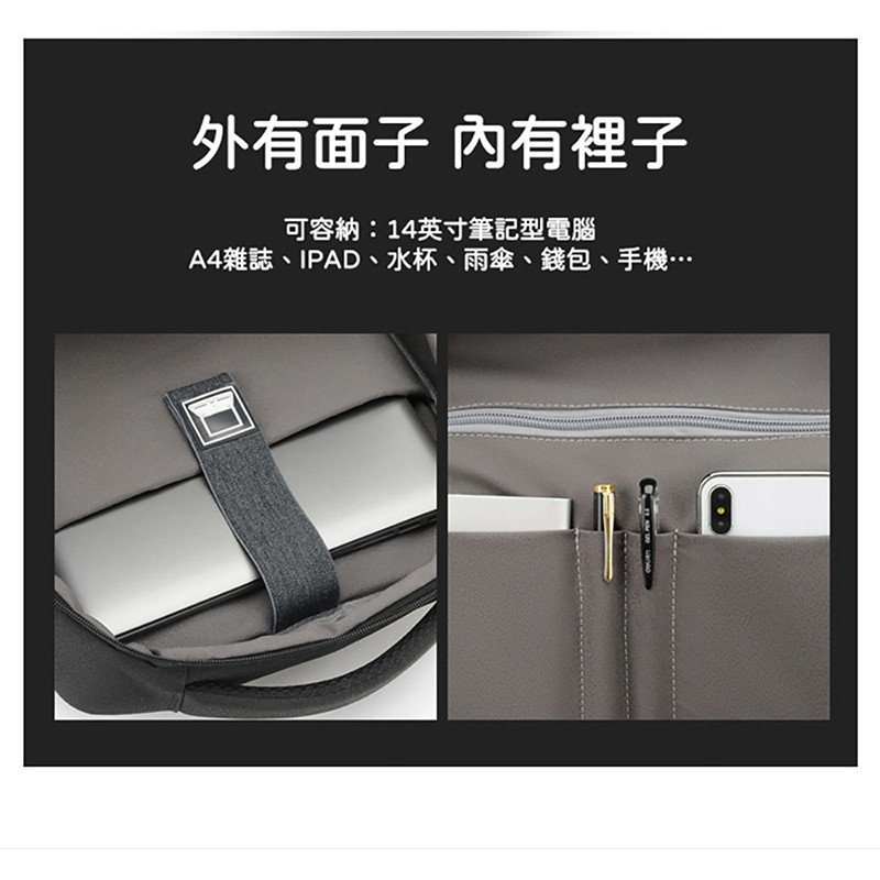 商務款 後背包 雙肩包 防水 電腦背包 學生書包 大容量 旅行包-黑/灰-0808110, , large