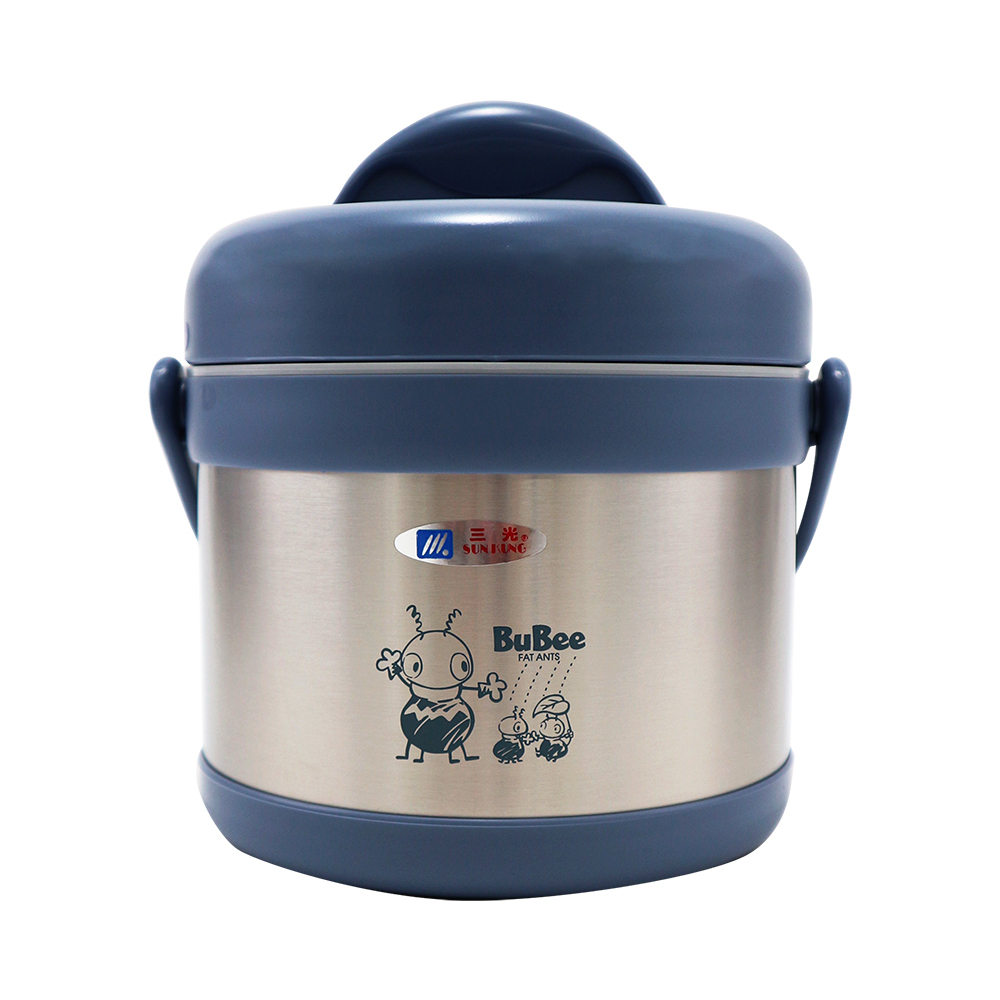 源味二層高真空304不鏽鋼提鍋-1.1L-莫蘭迪藍-1入