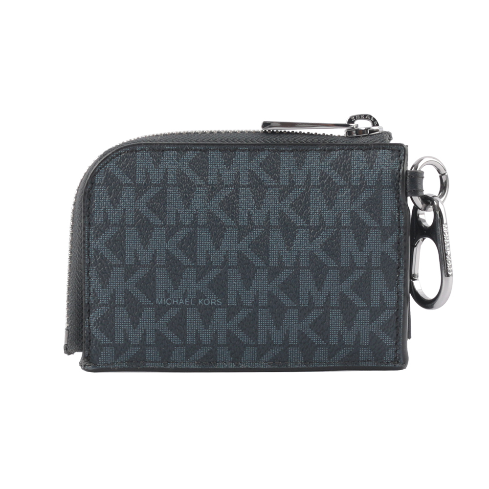 Michael Kors 塗層帆布拉鍊卡夾/零錢包及Logo鑰匙圈禮盒組/海軍藍, , large