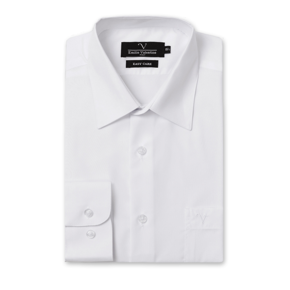 范倫提諾舒適抗皺長袖襯衫1021白, , large