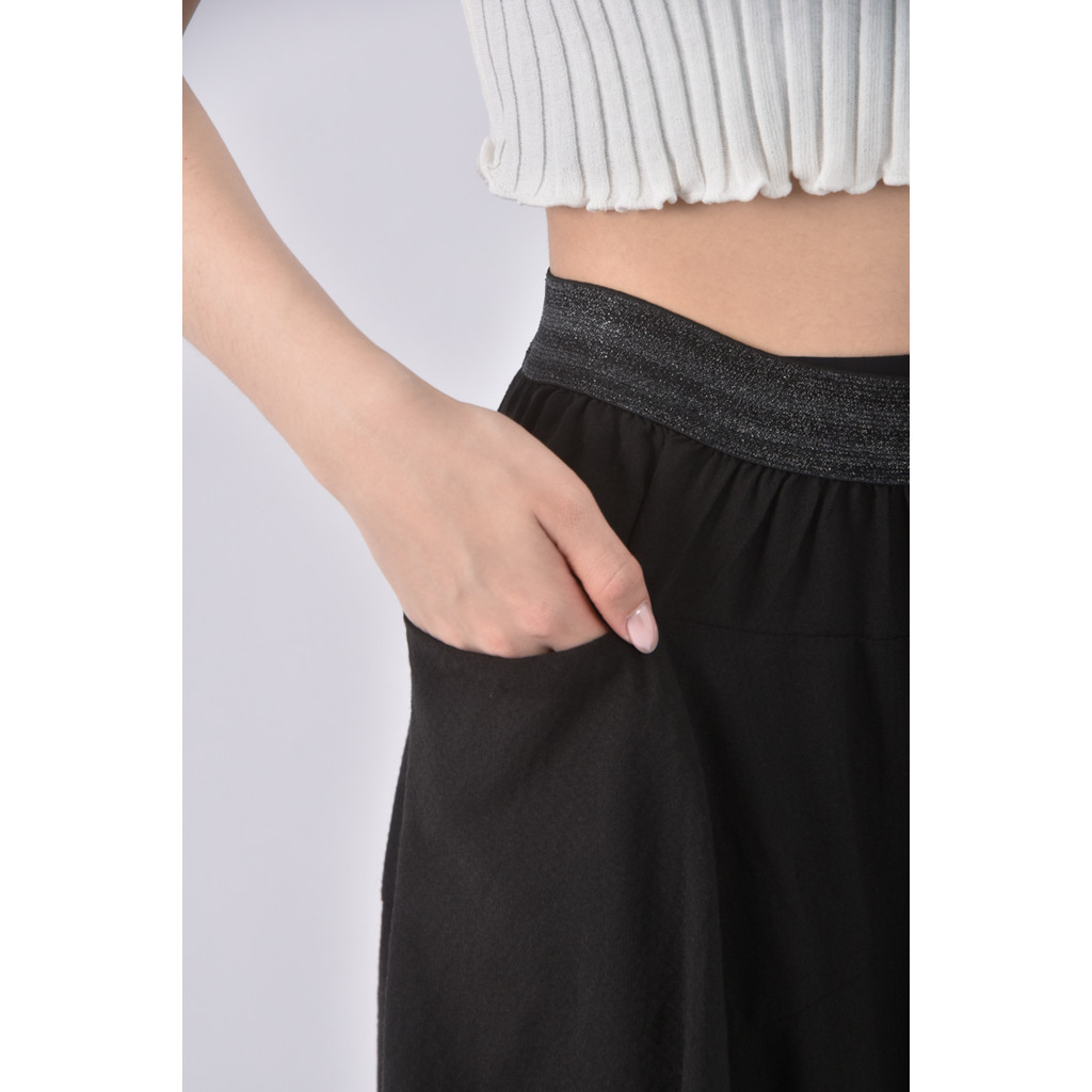 (S) editt高腰質感寬黑色長褲二手衣, , large