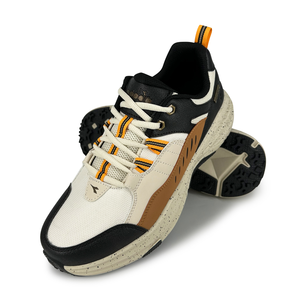 DIADORA迪亞多那 防潑水越野鞋 男運動鞋 登山鞋 寬楦 寬腳板 透氣 散熱 排濕 保護後跟 耐磨 防滑 米黑 灰藍, , large