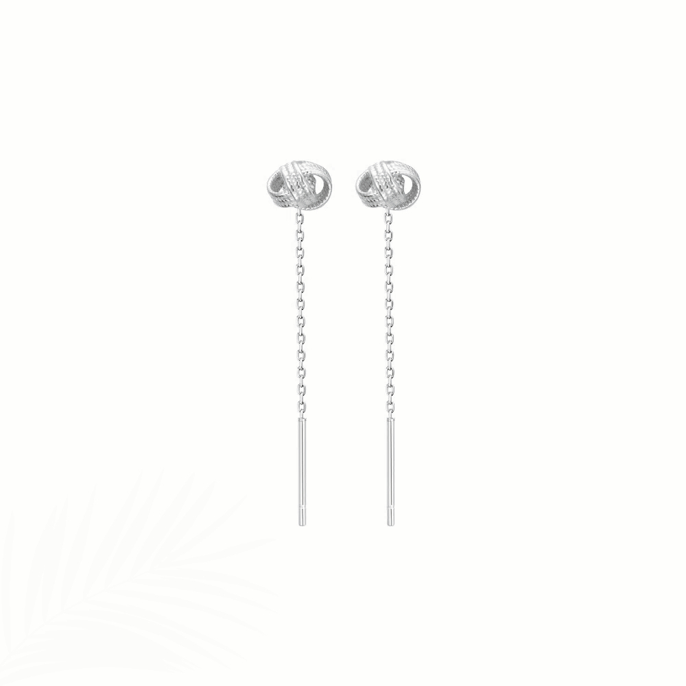 S999純銀如意結流蘇耳線款耳環附馬卡收納盒, , large