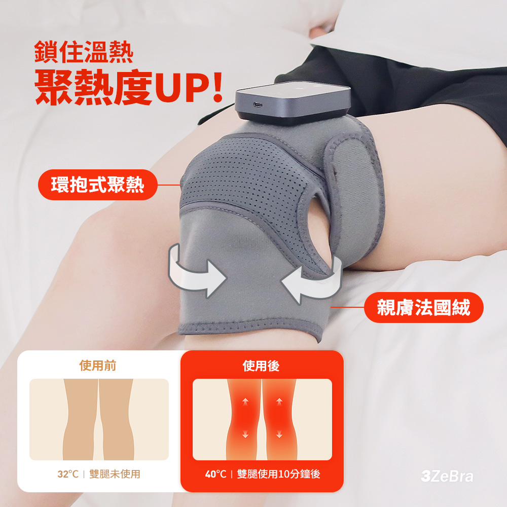 【3ZeBra三隻斑馬】好膝力｜溫感膝部按摩器 1入, , large