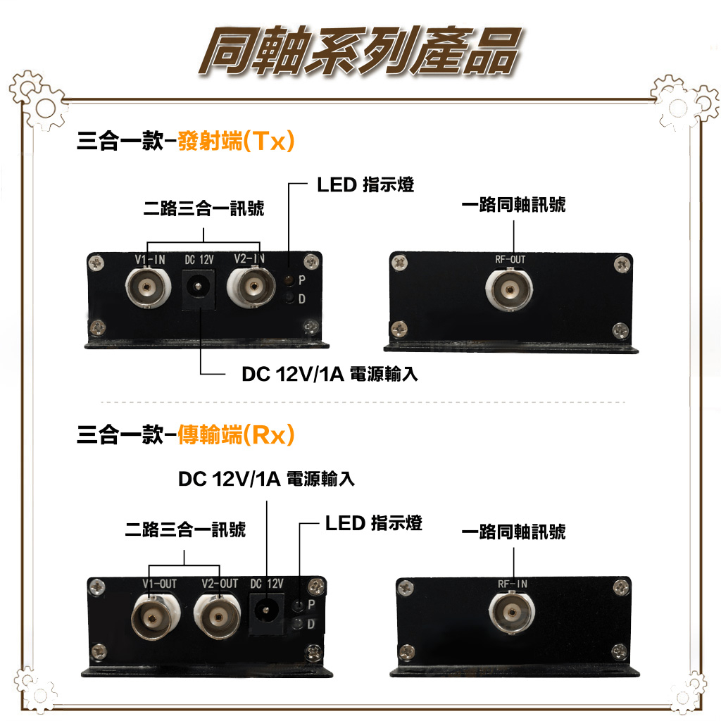 昌運監視器 HD-201 2路三合一同軸高清訊號集中 擴充器, , large