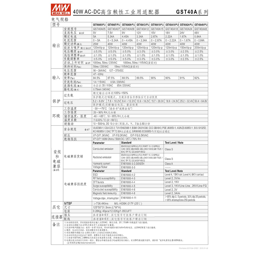 明緯40W全球認證桌上型變壓器(GST40A09-P1J), , large