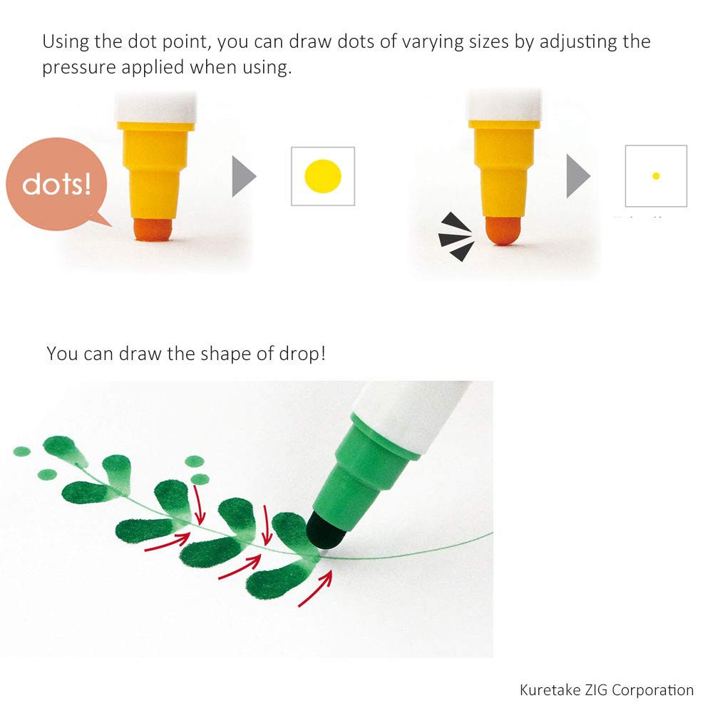 *需預訂【Kuretake日本吳竹】ZIG Clean Color Dot點點筆一般色 十二色組(TC-6100-12V), , large