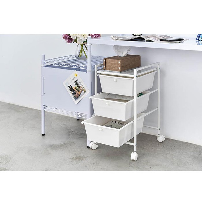 【Y HOUSE】Mobile filing cabinet/drawer cabinet/storage cabinet/three-layer trolley, , large