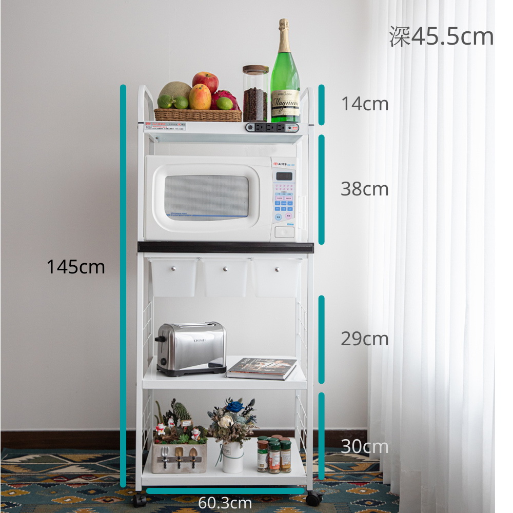 1pull-out panel, 3 drawers,4-tier shelf, , large