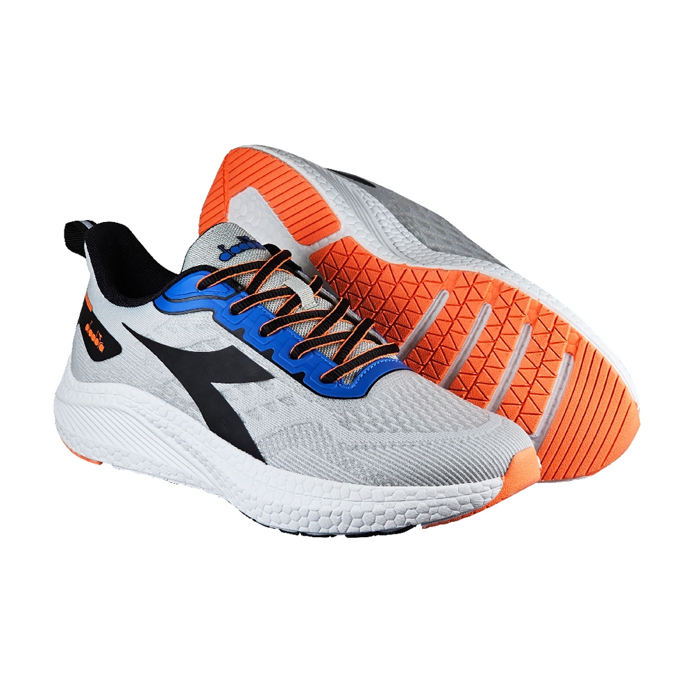 DIADORA迪亞多那 颶風者避震慢跑鞋 男運動鞋 男鞋 時尚 撞色 一體成型 透氣 吸震 減壓 輕量 抗菌鞋墊 灰 藍, , large