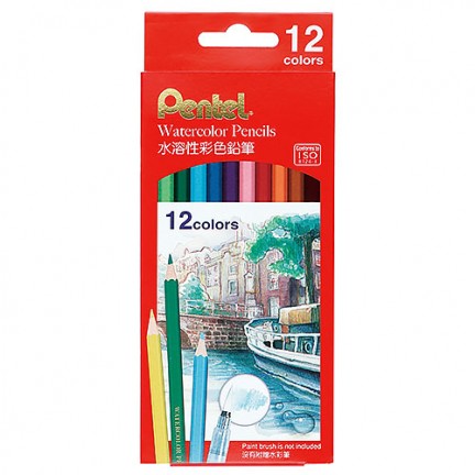 【 Pentel 飛龍 】水溶性色鉛筆12色 /盒 CB9-12TW, , large