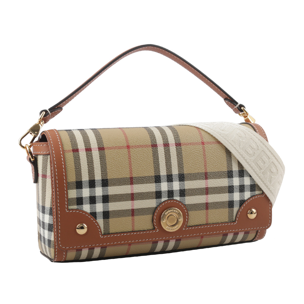 BURBERRY Note 帆布及牛皮附提把二用包/石楠棕色, , large