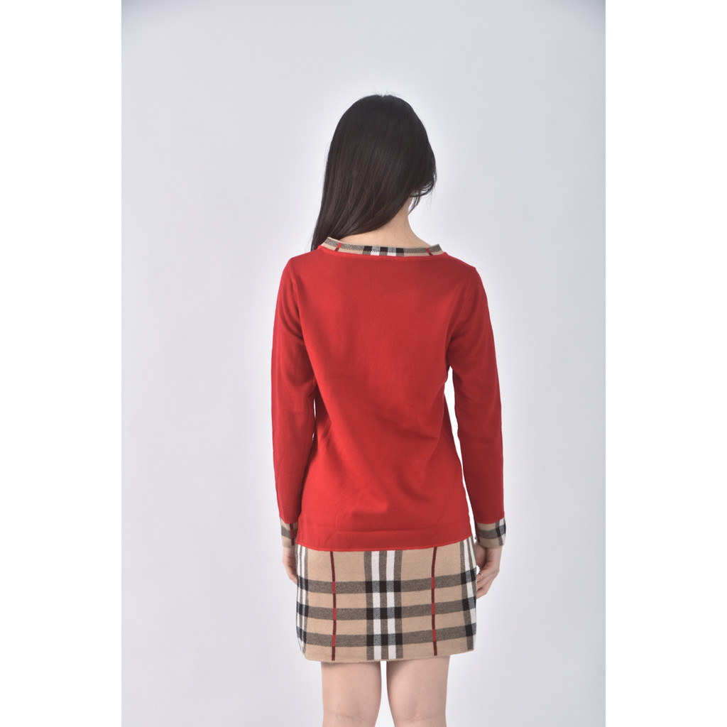 (M) 質感格紋紅色洋裝二手衣, , large