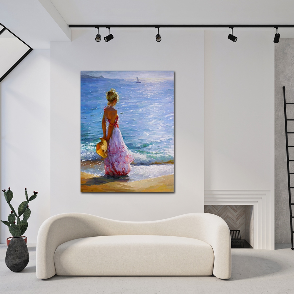 【御畫房】海邊 國家一級畫師手繪油畫60×80cm(VF-158), , large
