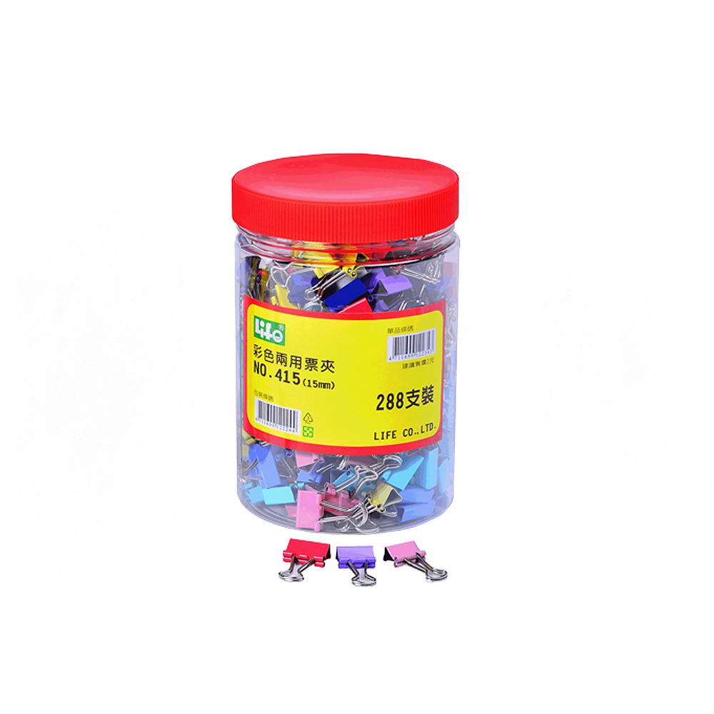 【 徠福 】彩色兩用票夾288支入-15mm / 筒 NO.415 , , large