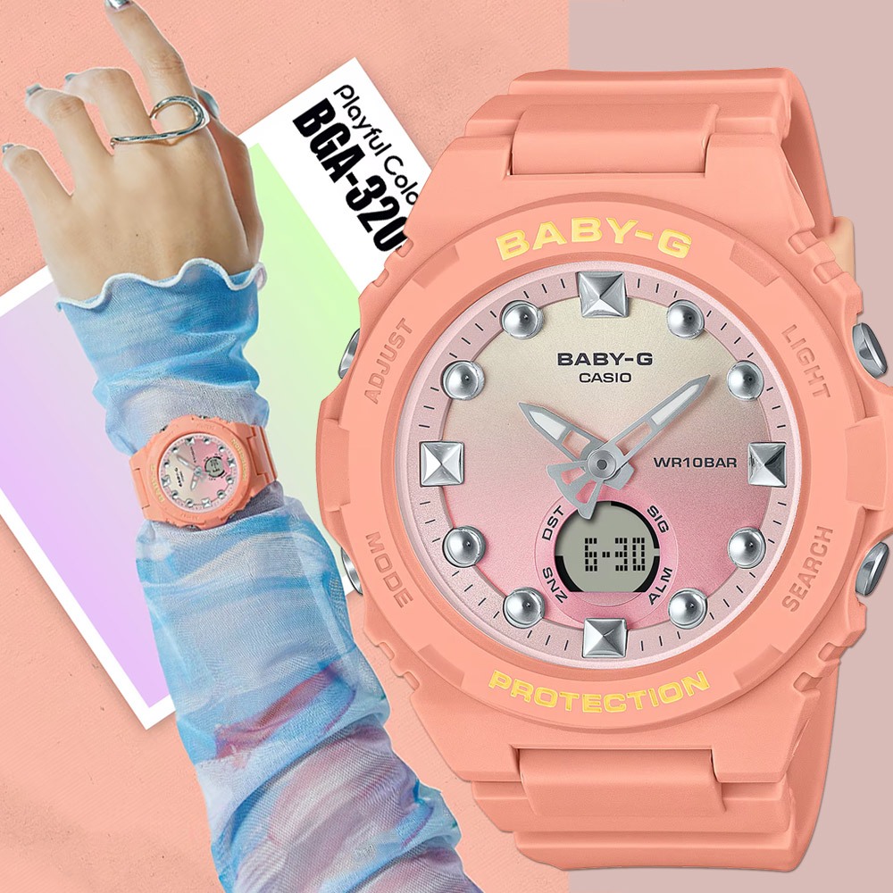 CASIO 卡西歐 BABY-G 冬日漸層女錶 手錶 BGA-320-4A1, , large
