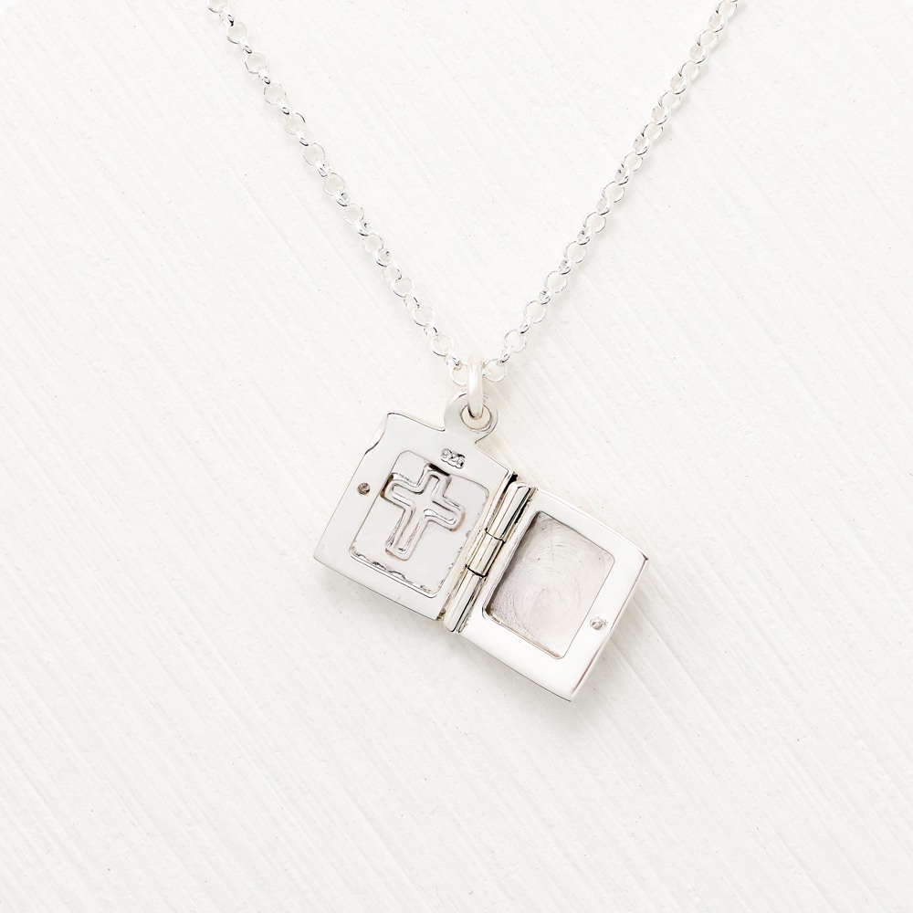 【Angel & Me】Memory of Love Cross S925 Sterling Silver Necklace Bible Locket, , large