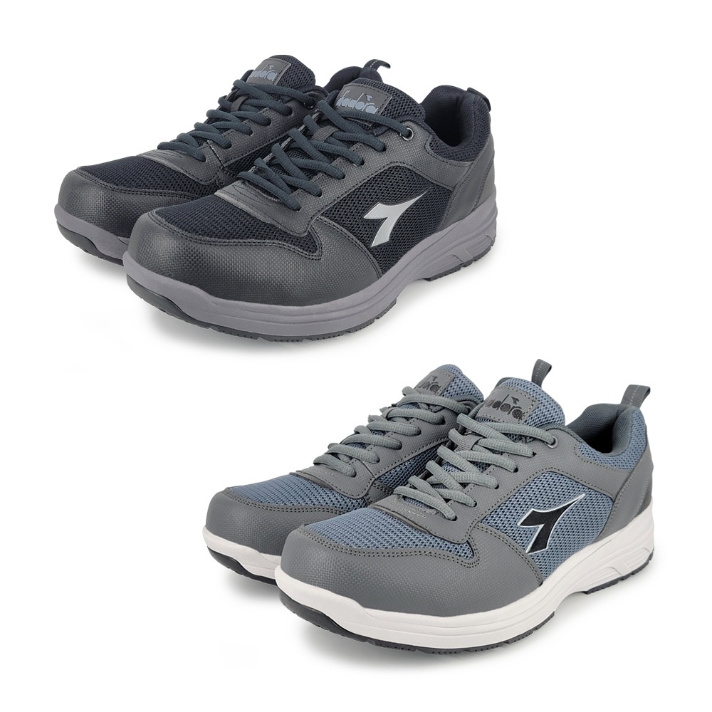 DIADORA迪亞多那 MIT舒壓健走男鞋 男運動鞋 休閒鞋 台灣製 反光 防潑水 寬楦 透氣 輕量 吸震 減壓 黑 灰, , large