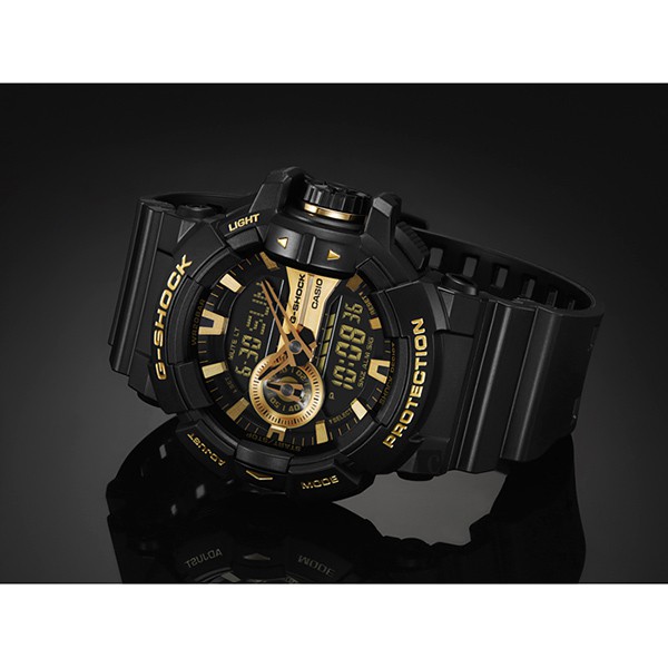 CASIO卡西歐 G-SHOCK 金屬系雙顯手錶-經典黑金 GA-400GB-1A9, , large