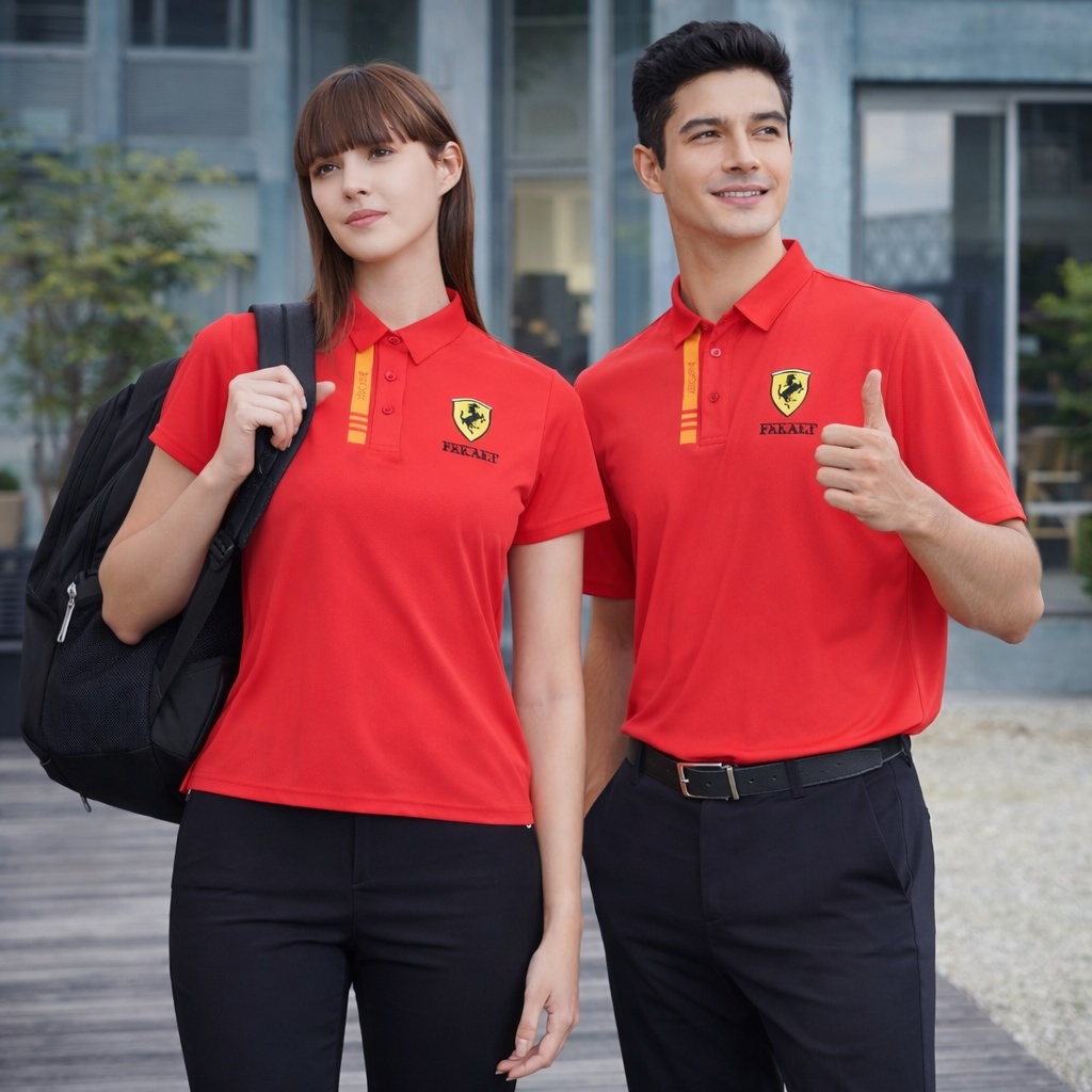 【FALALI】Short-sleeved cooling polo shirt - Men's (red) , , large