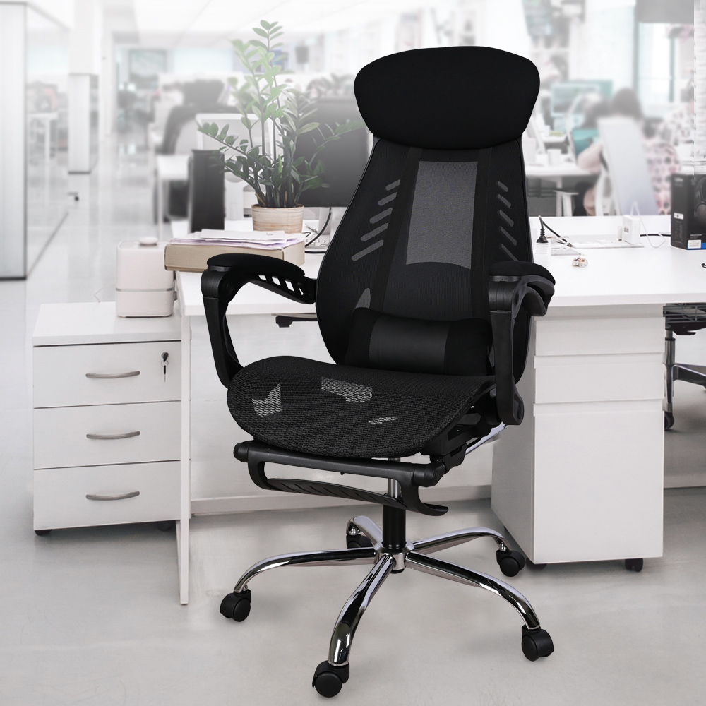 【AOTTO】透氣護腰可擱腳電腦椅(KOC-04), , large