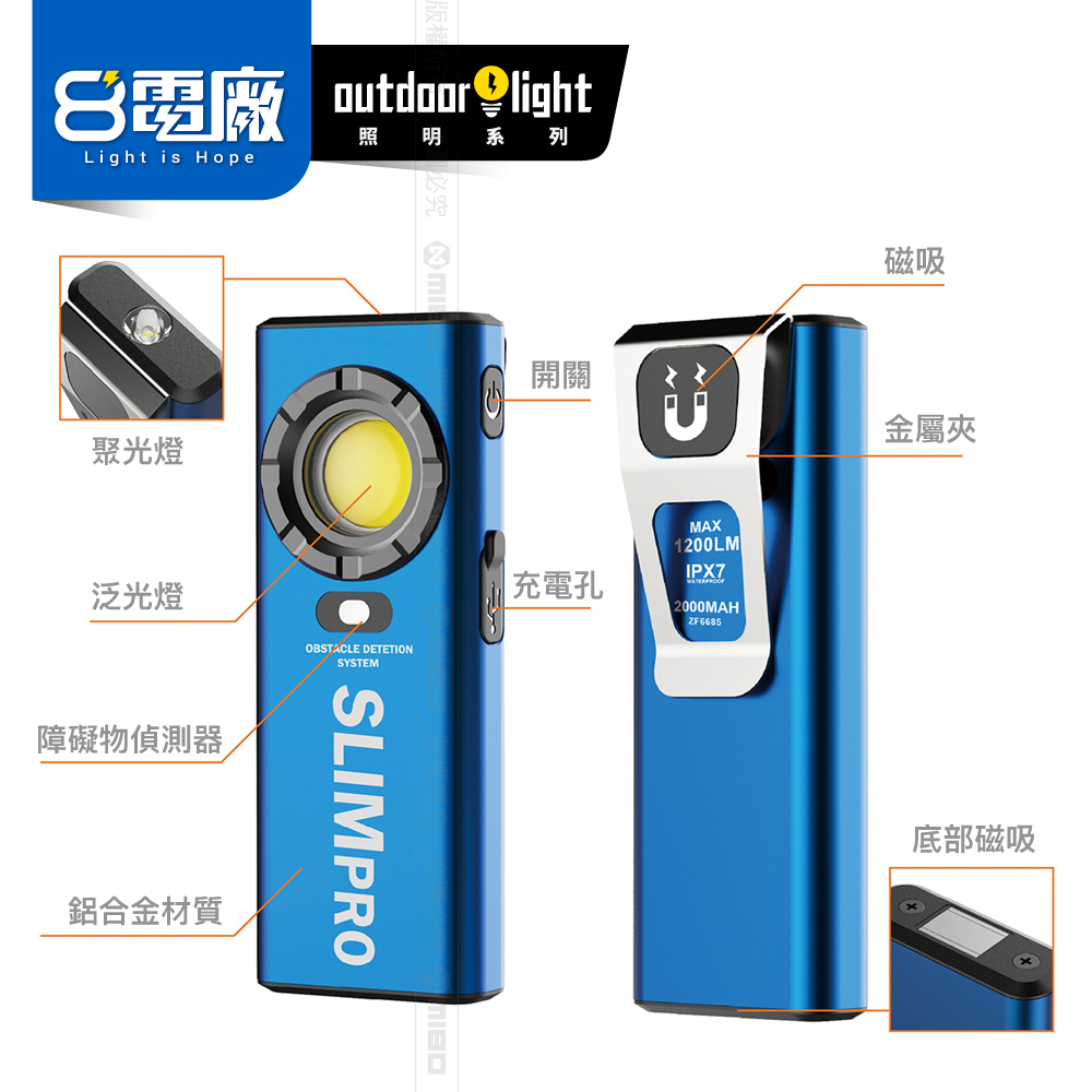 8PP MB6685 Mini pocket work light Dual lights 1200 lumens, , large