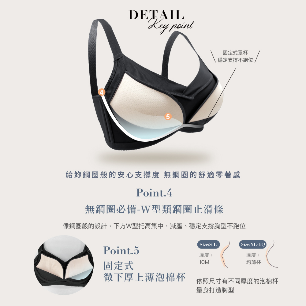 【可蘭霓Clany】慵懶自在 涼感包覆無鋼圈S-Q內衣 神秘黑 6999-63, , large