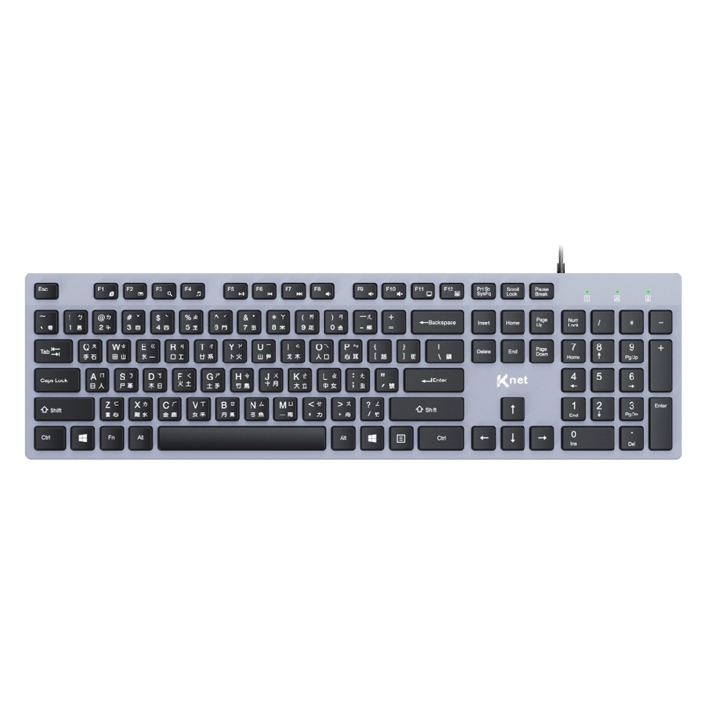 KTNET S750 KTKBS750 Membrane USB Wired Keyboard Ultra-Thin Silent Low Keycap Design (Black / Grey), , large