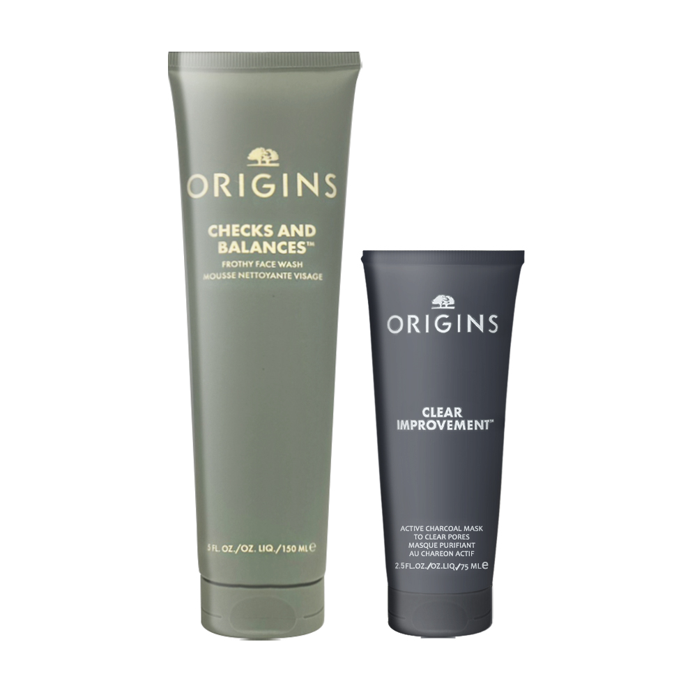 【ORIGINS品木宣言】一舉兩得潔面慕絲 150ml+泥娃娃活性碳面膜 75ml, , large